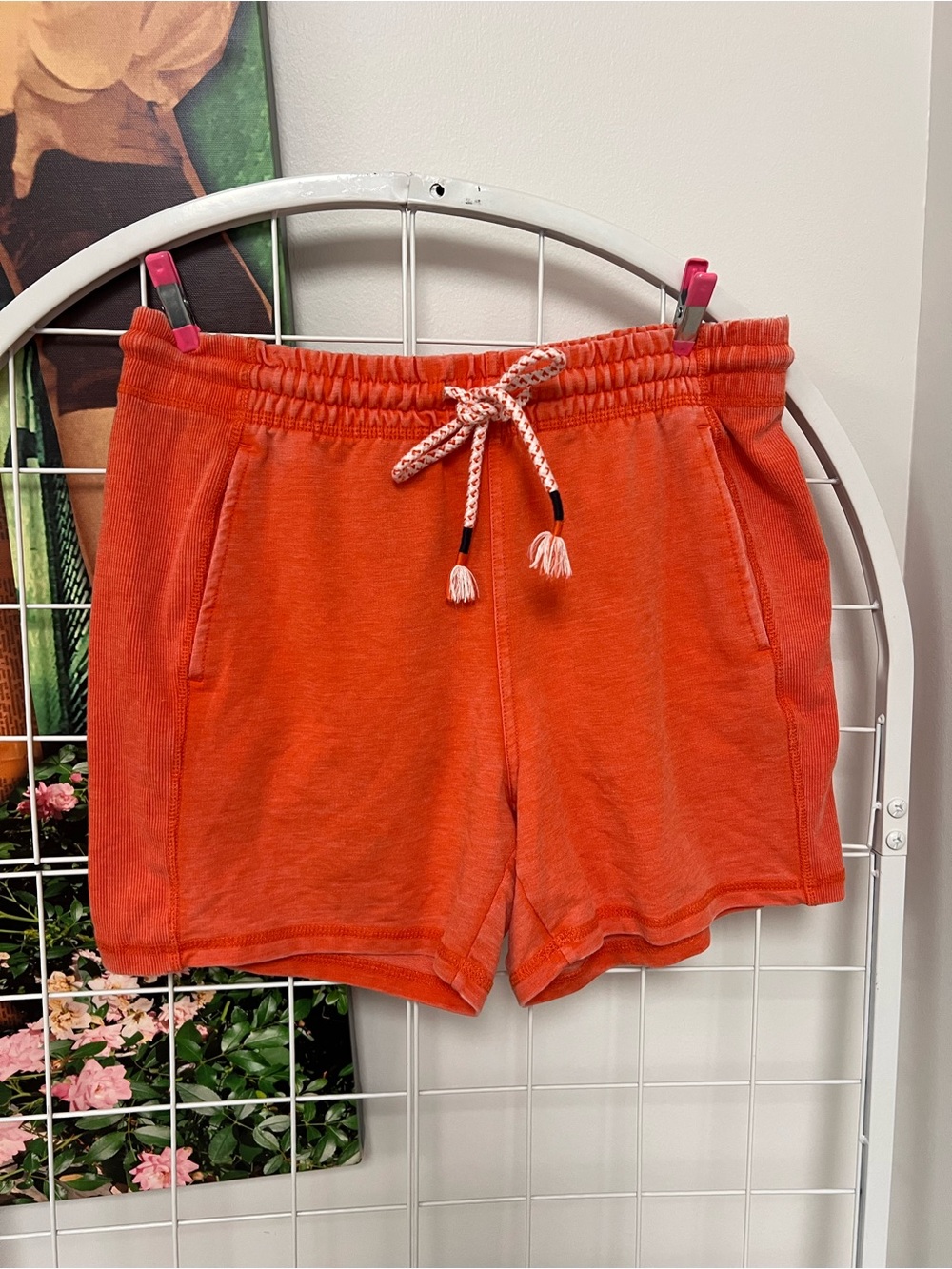 Sundry Coral-Orange Drawstring Athletic Shorts